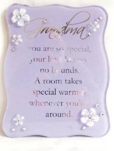 Juliana Glass Curved Edge Plaque & Flowers Lilac - Grandma