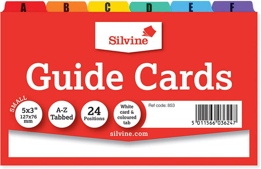 White Cards And Coloured Tab A-Z Guide Cards 127 x 76mm (5"x3")
