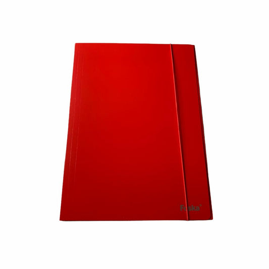 Pack of 6 Red Laminated Card 3 Flap Folder with Elastic Closure 600gsm
