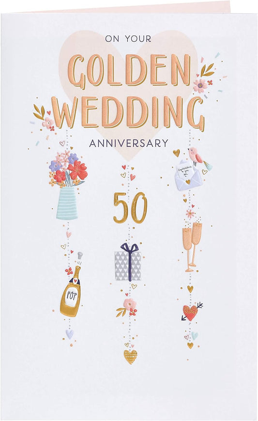 Stunning Design 50th Wedding Anniversary Card