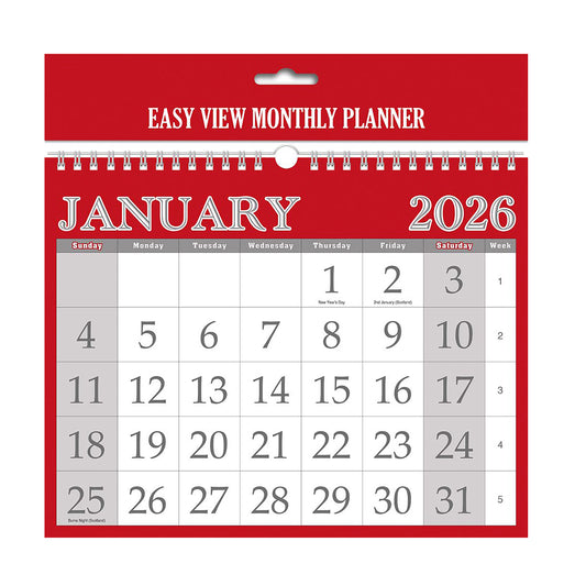 Easy View Monthly Calendar 2026 – 280mm x 220mm