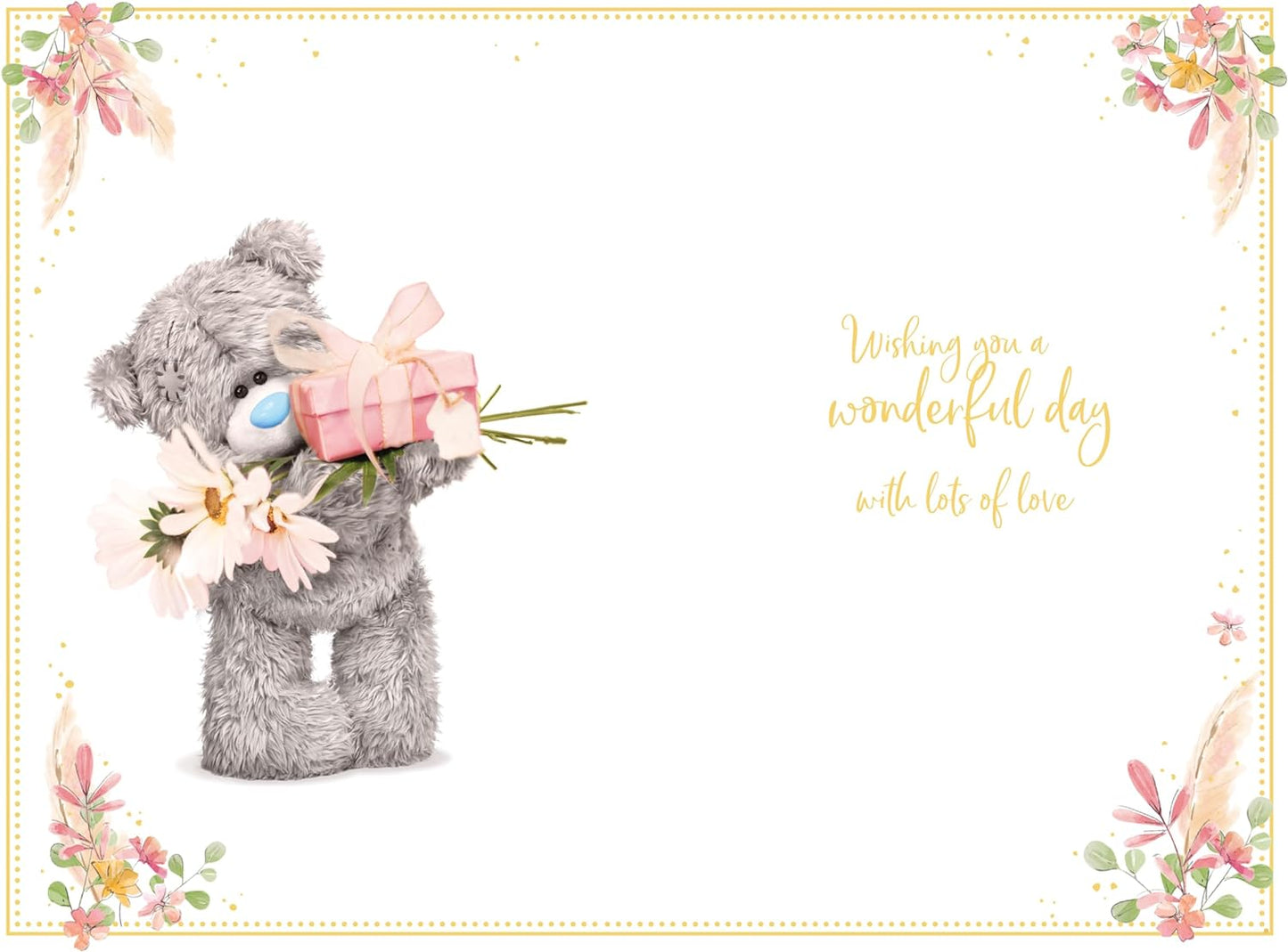 Bear With Gift And Flowers Fantastic Friend Birthday Card