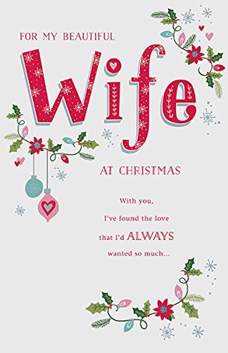 Beautiful Wife Holly Love Verse Christmas Card 