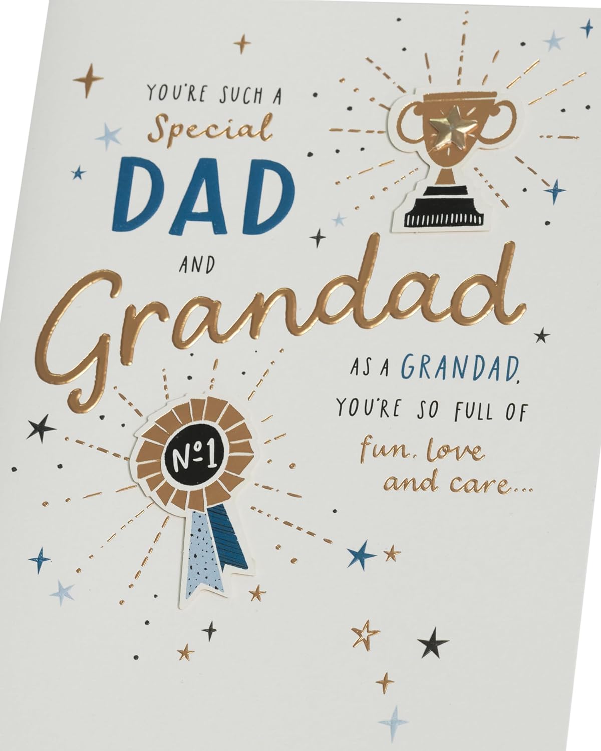 Blue & Gold Design Grandad Father's Day Card