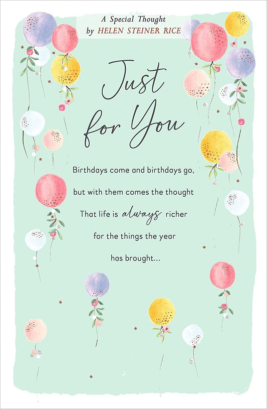 Just for You Sentimental Birthday Card by Helen Steiner Rice for her