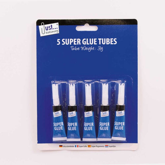 Just Stationery 3g Tube Super Glue (Pack of 5)