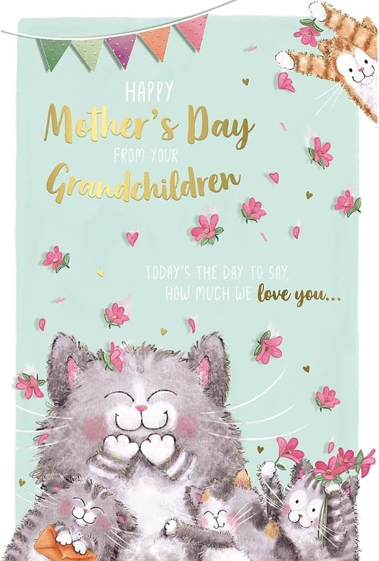 Cats And Flowers Design From Grandchildren Mother's Day Card