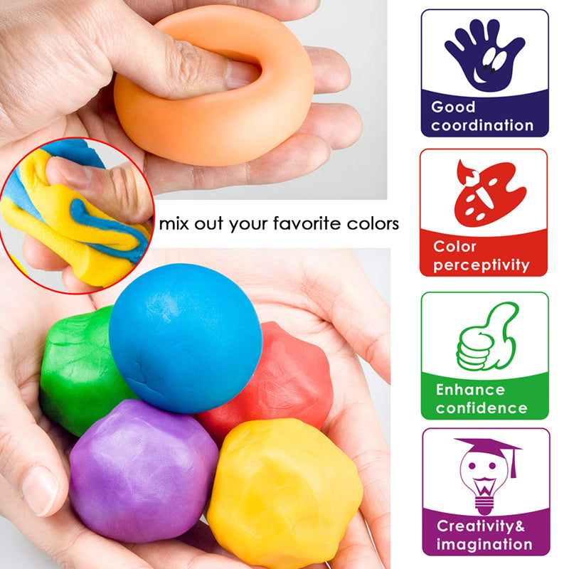 Pack of 12 Assorted Colour Play Dough 60g