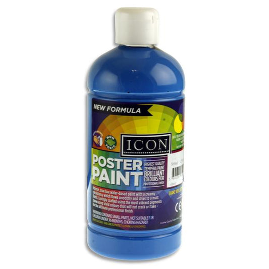 500ml Cyan Blue Poster Paint by Icon Art