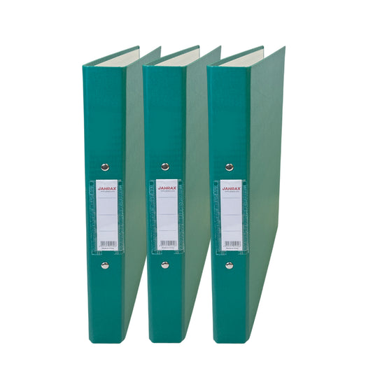 Pack of 3 A4 Green Paper Over Board Ring Binders by Janrax