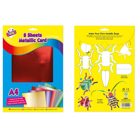 Pack of 8 Assorted Coloured Metallic Boards