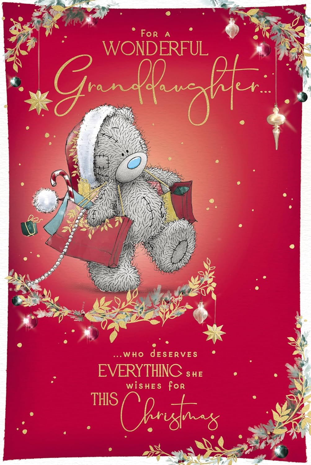 Bear With Gift Bags Wonderful Granddaughter Christmas Card
