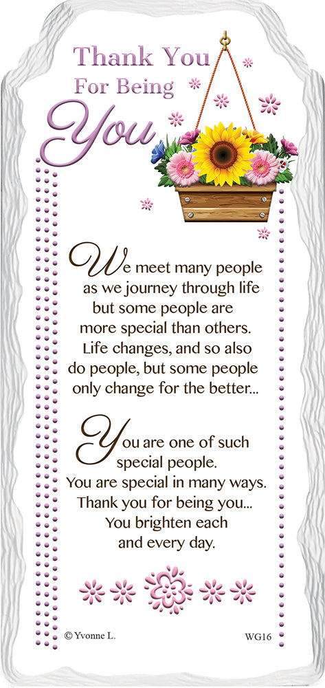 Thank You For Being You Sentimental Handcrafted Ceramic Plaque