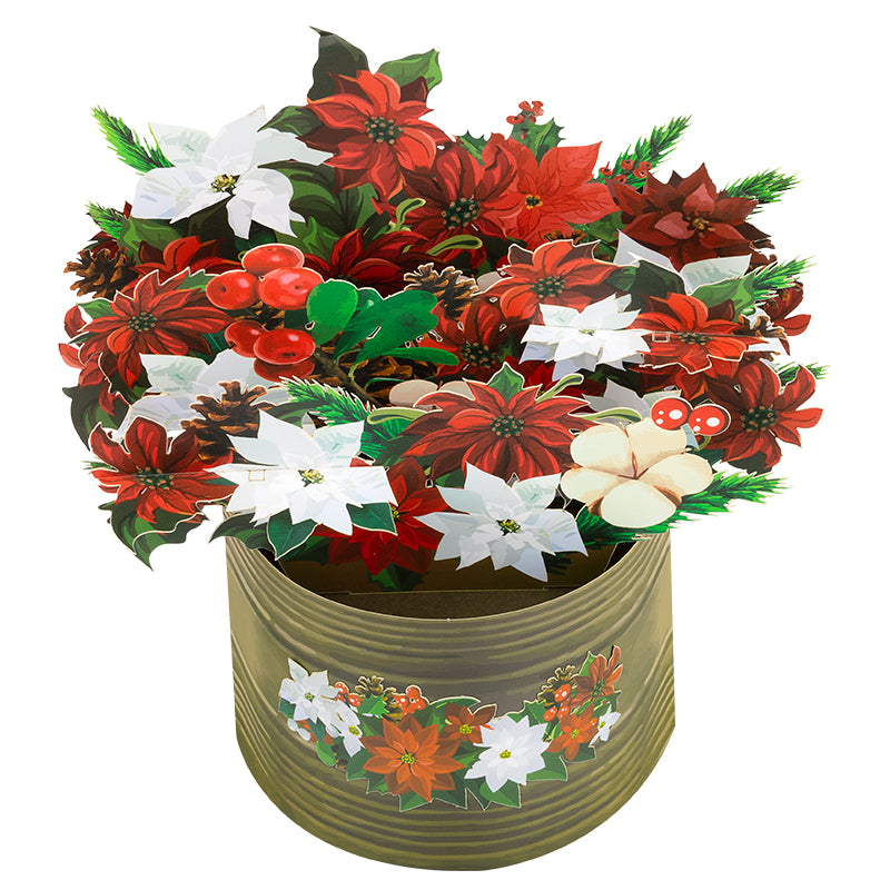 Poinsettia Bouquet Holiday 3D Pop Up Christmas Card