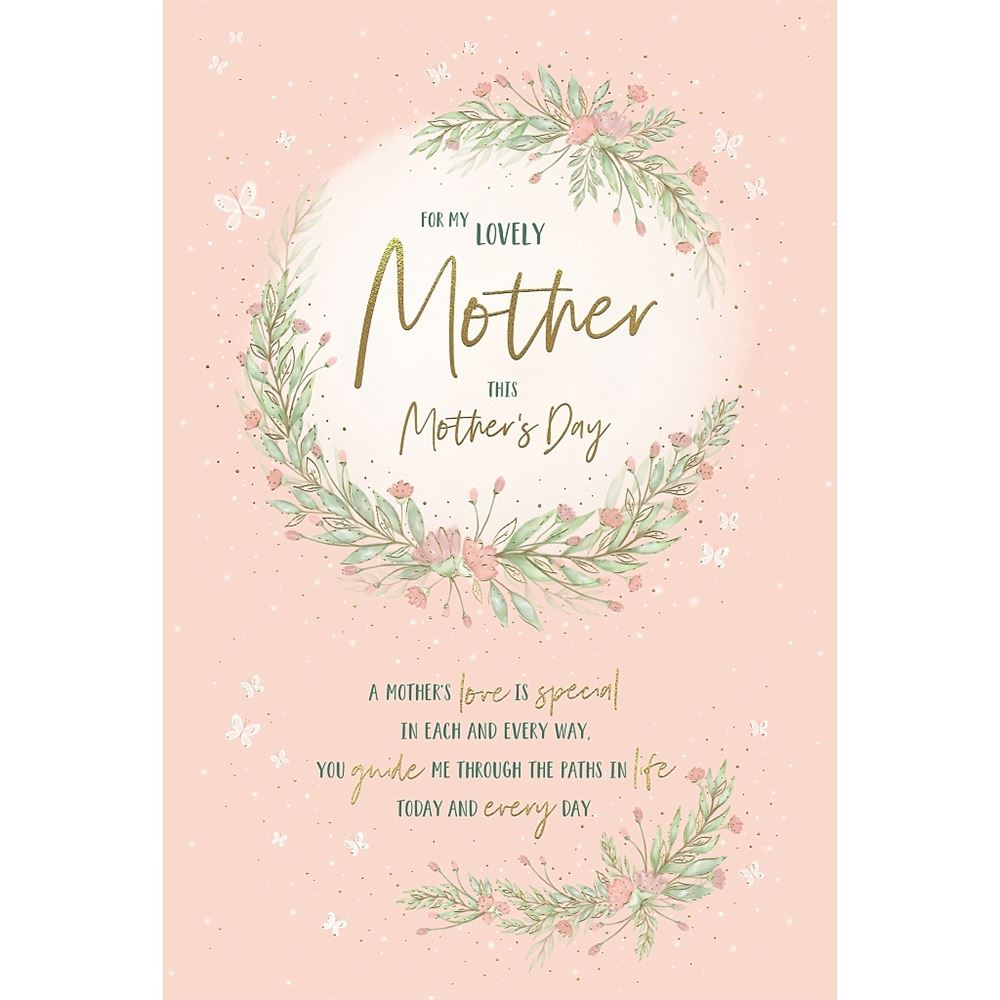 Lovely Mother Floral Wreath Design with Sentimental Message Mother's Day Card