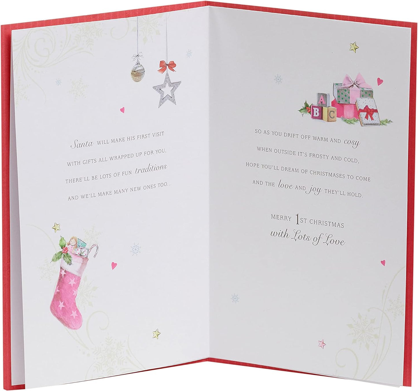 Sweet Sentiments Girls 1st Christmas Card 