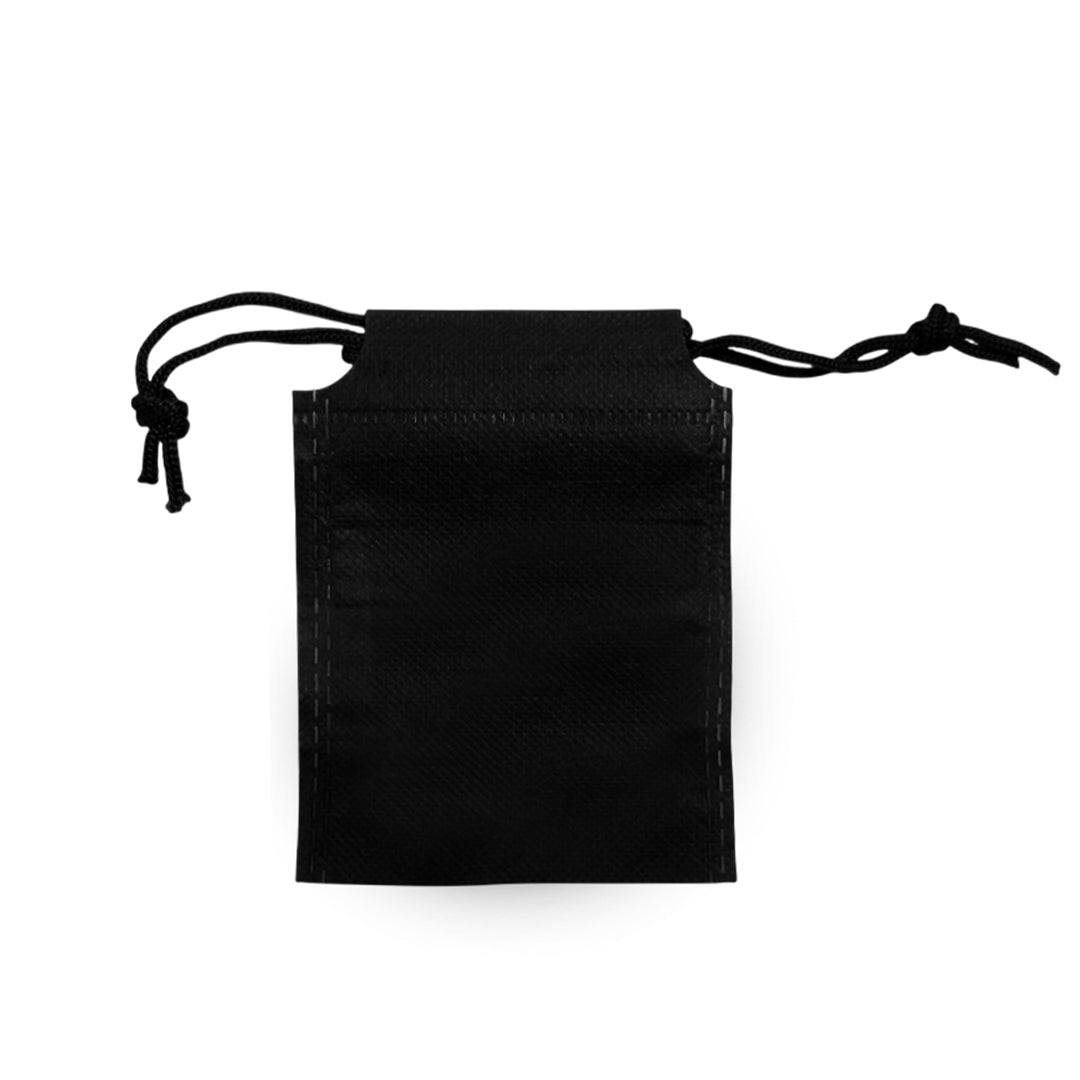 Pack of 50 Black Coloured 12x9cm Non-Woven Drawstring Bags