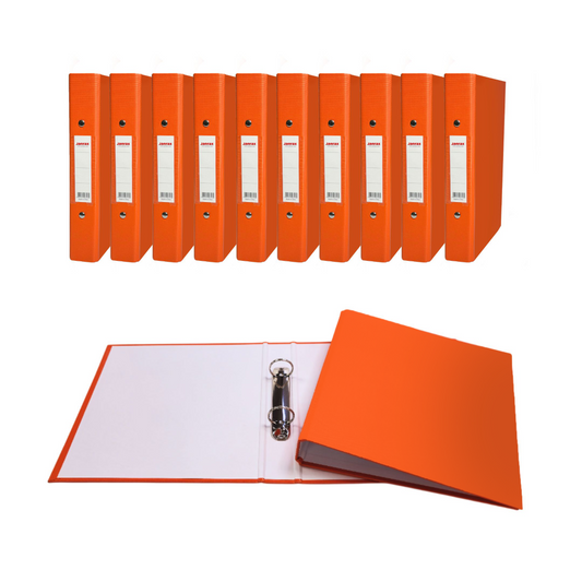 Pack of 10 A5 Orange Paper Over Board Ring Binders by Janrax