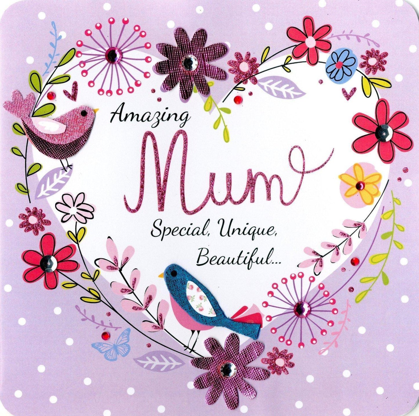 Floral Heart Design Special Unique Mother's Day Card with Envelope