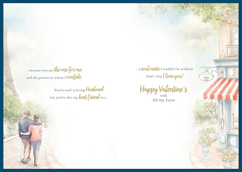 Couple Walking Past Boulangerie Handsome Husband Luxury Handmade 3D Effect Valentine's Day Card