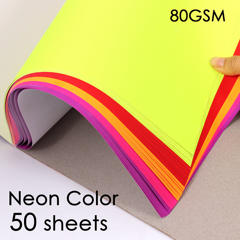 4x A4 Pack of 50 Sheets Bright Fluorescent Paper