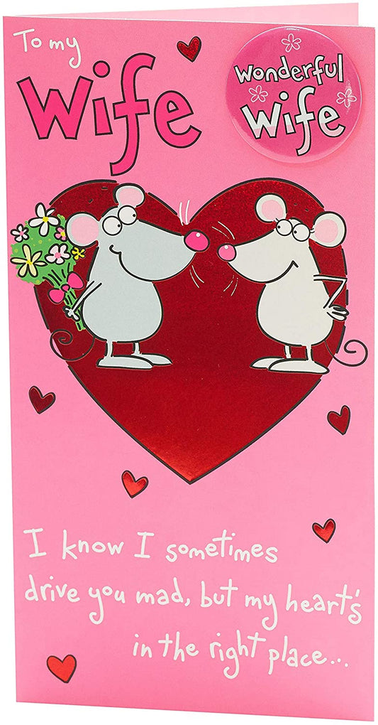 Valentine's Day Card for Wonderful Wife with Badge 