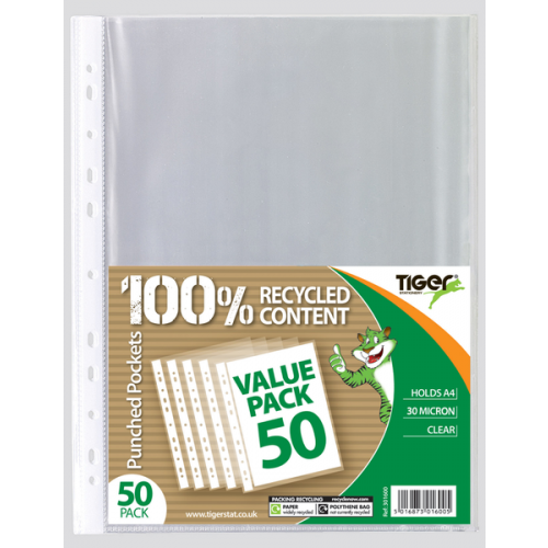 Pack of 50 A4 Value Punched Pockets