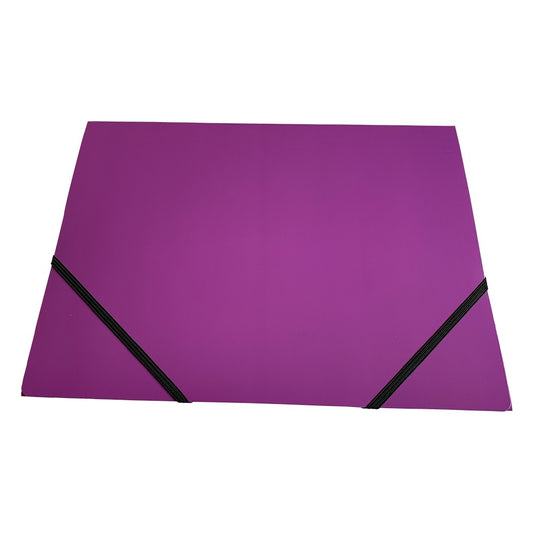 Pack of 12 Janrax A4 Purple Laminated Card 3 Flap Folders with Elastic Closure