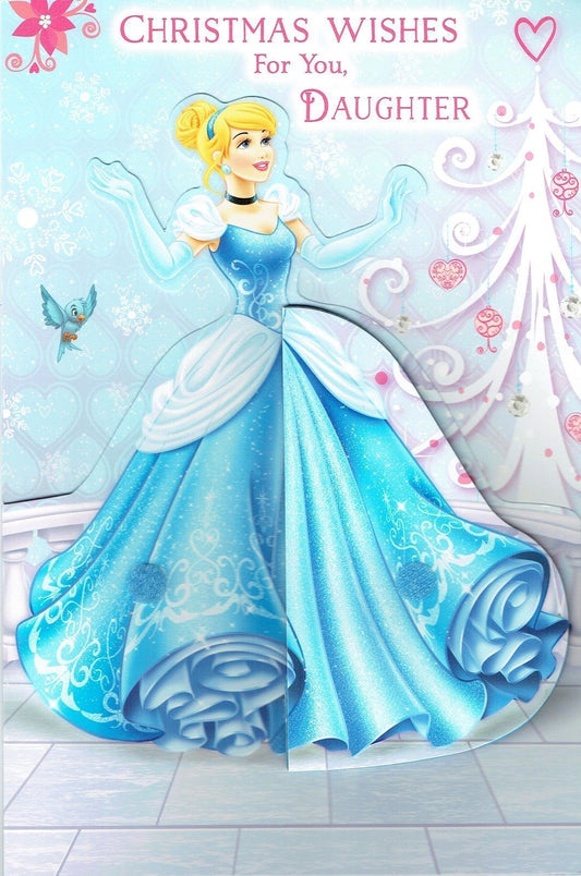 For Daughter Disney Princess Cindrella 3D Effect Christmas Card 