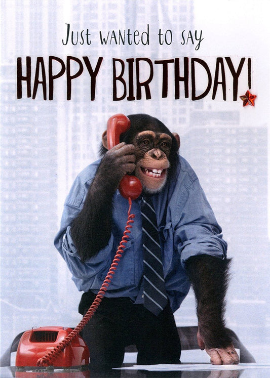 Chimp Happy Birthday Greeting Card Second Nature Yours Truly Cards