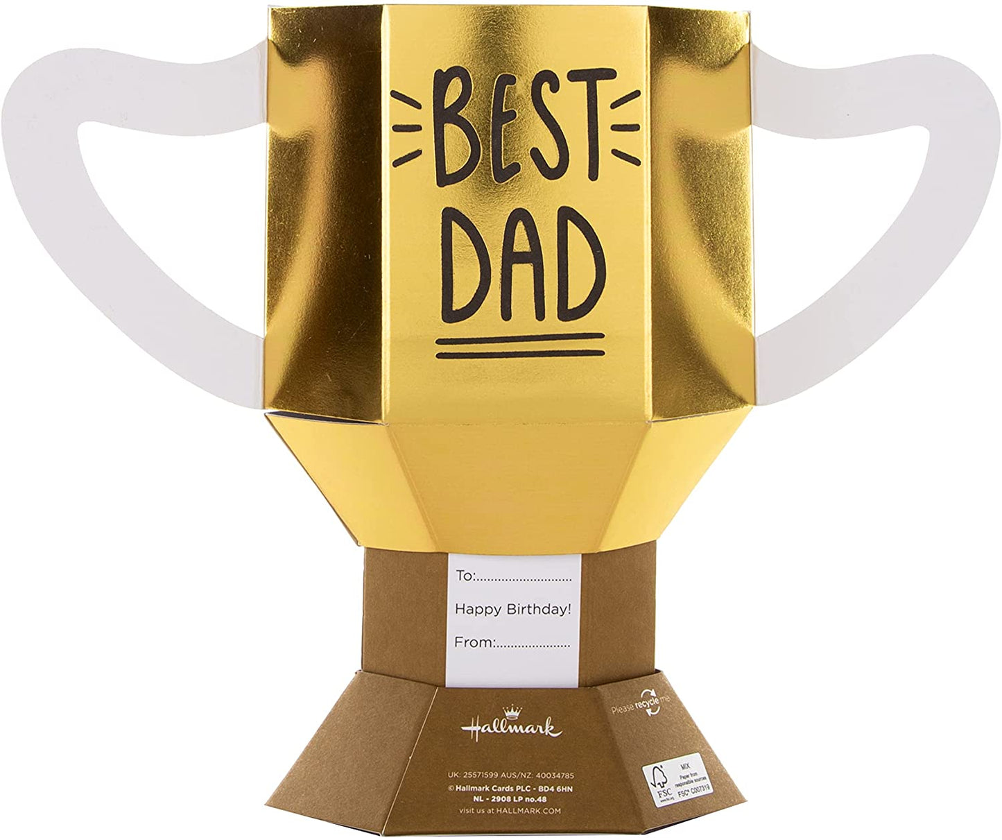 Best Dad' Trophy Design 3D Birthday Card for Dad