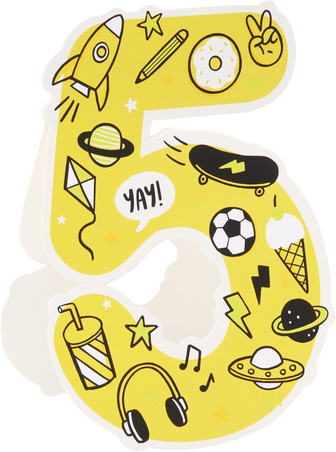 Bright Yellow Design Age 5 Birthday Card