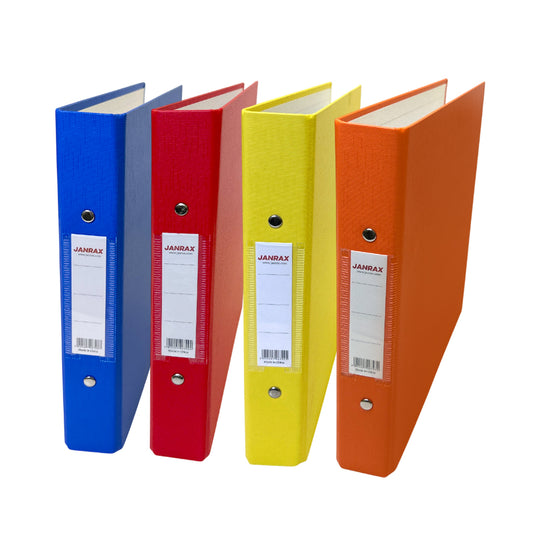 Pack of 4 A5 Paper Over Board Ring Binders – Red, Blue, Orange, Yellow