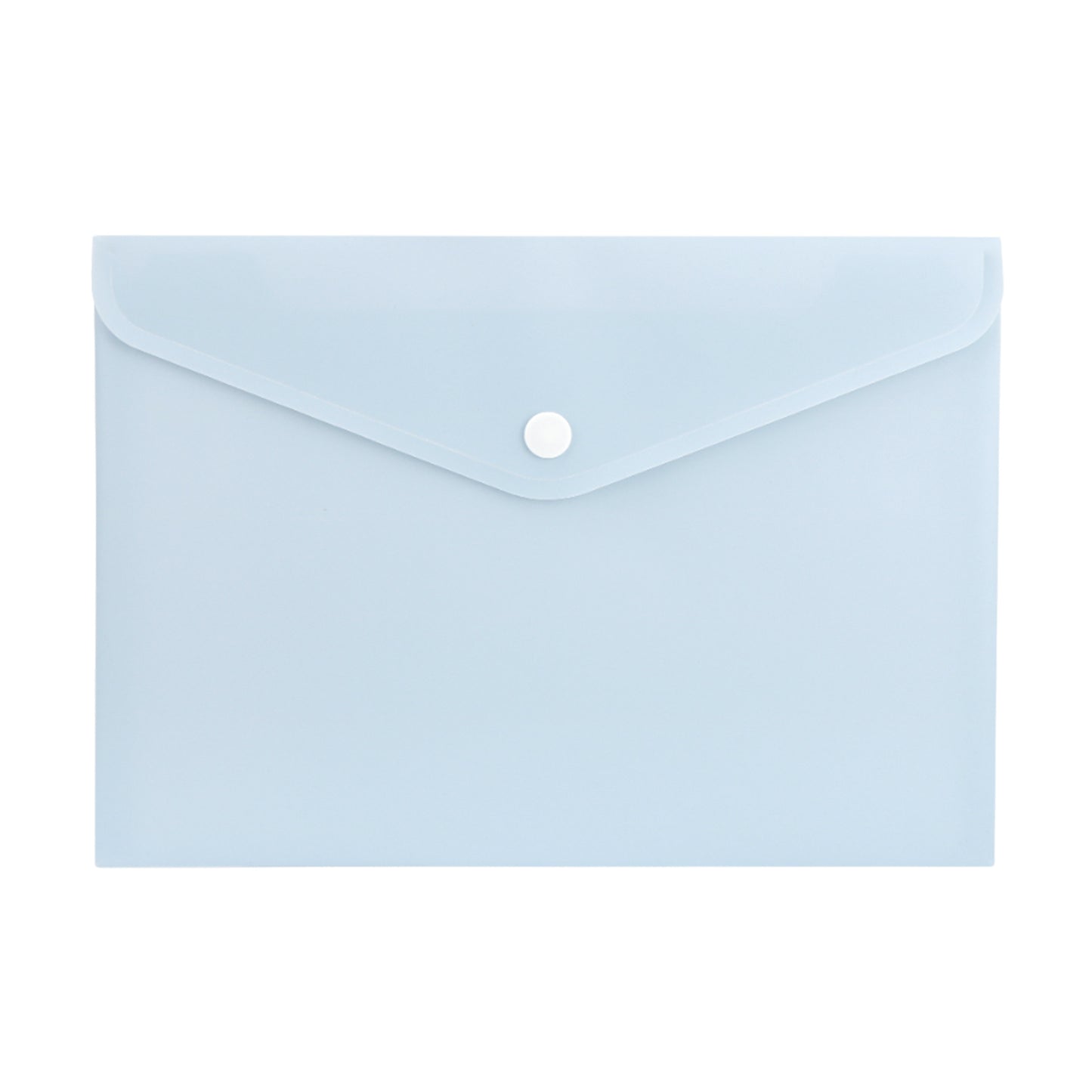 Pack of 12 A4 Light Pastel Blue Soft Touch Plastic Document Wallets with Button Closure