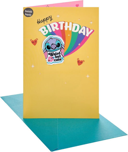 Disney Lilo & Stitch and Rainbow Design Kid's Birthday Card Detachable Keepsake