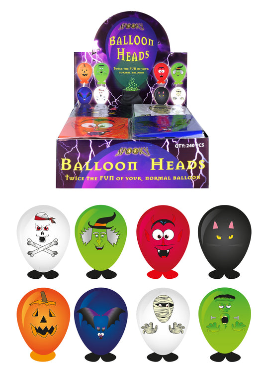 Pack of 8 Halloween Head Balloons