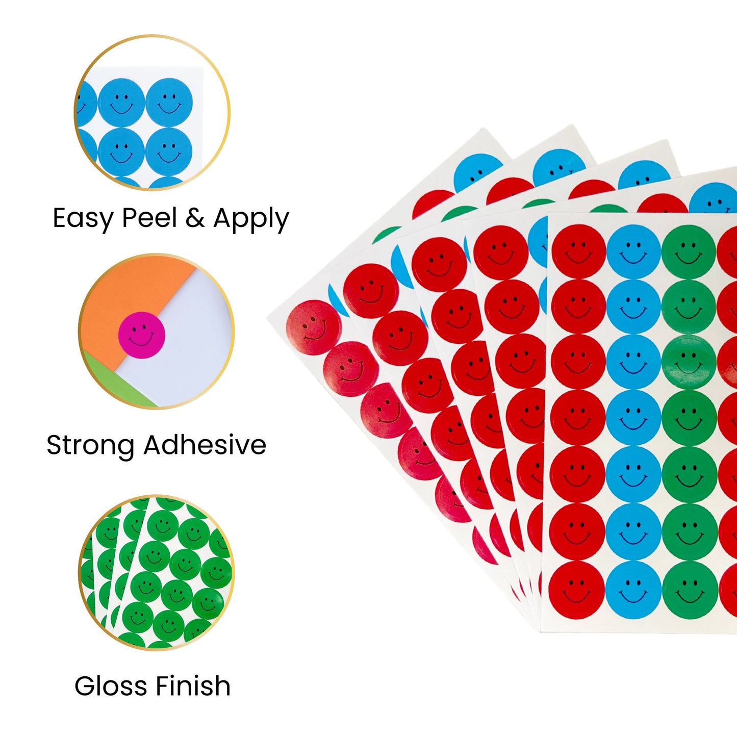 Pack of 5040 Blue Smile Face 24mm Self-Adhesive Labels