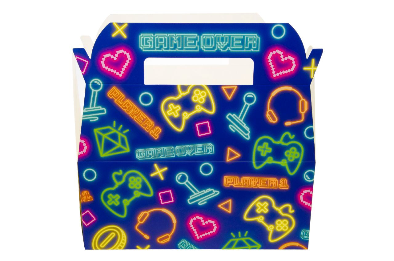 Pack of 10 Pre Filled Gamer Theme Kids Party Favour Boxes – Gift Boxes with Reusable Cup & Themed Toys