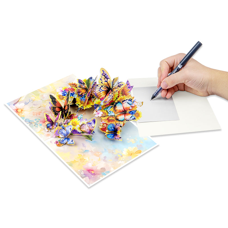 Wings of Sunshine Floral Butterfly 3D Pop Up Greeting Card - Birthday Mother Anniversary Valentine's Day