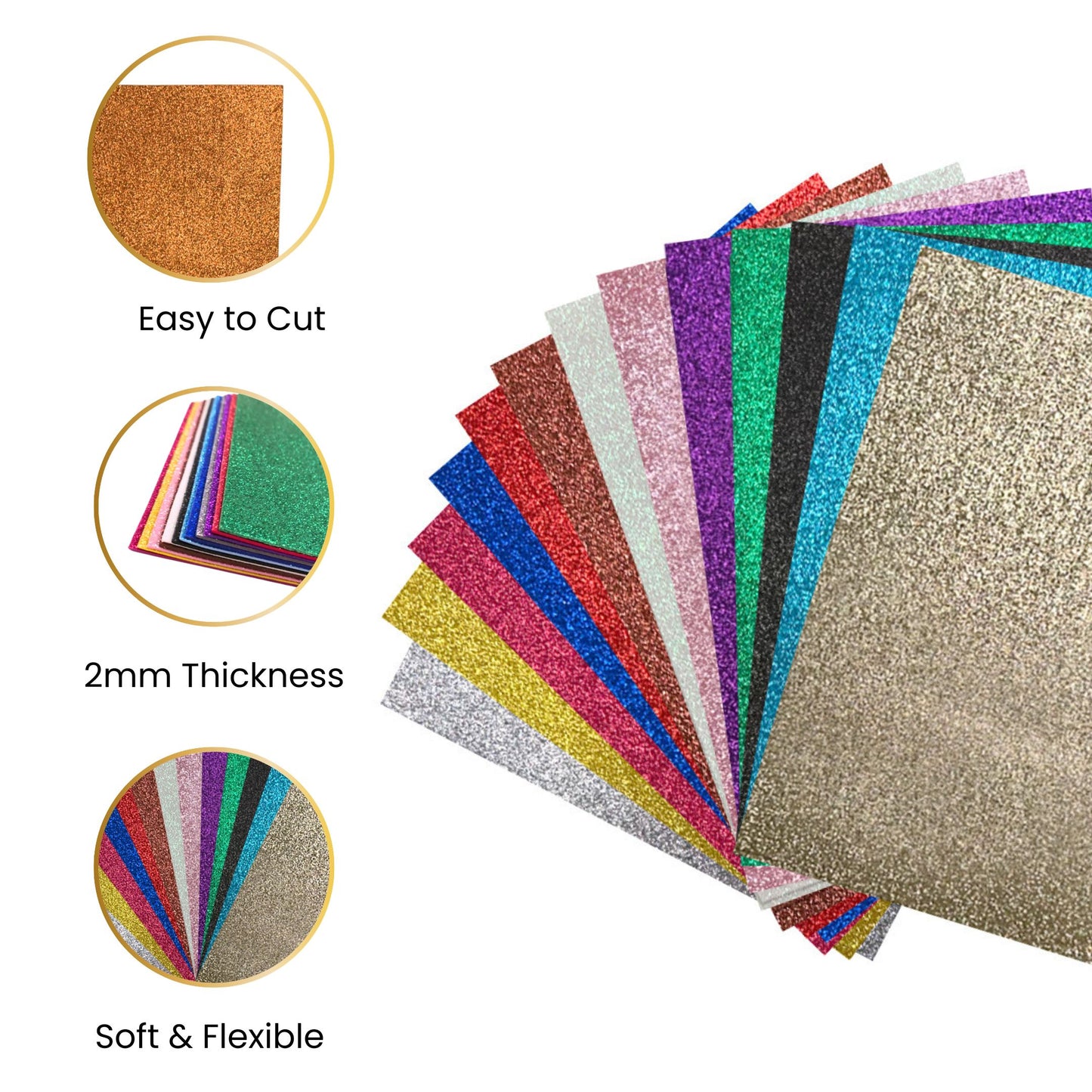 Pack of 200 A4 Pink Glitter EVA Foam Sheets