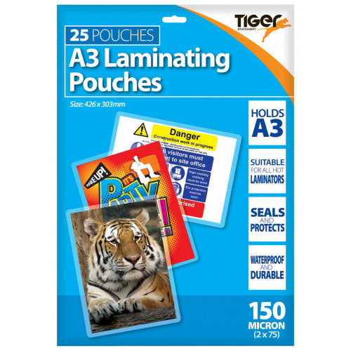 Pack of 25 A3 150micron Laminating Pouches