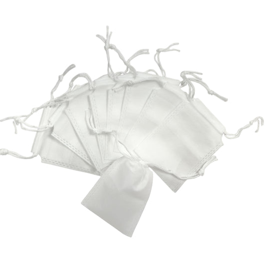 Pack of 50 White Coloured 12x9cm Non-Woven Drawstring Bags