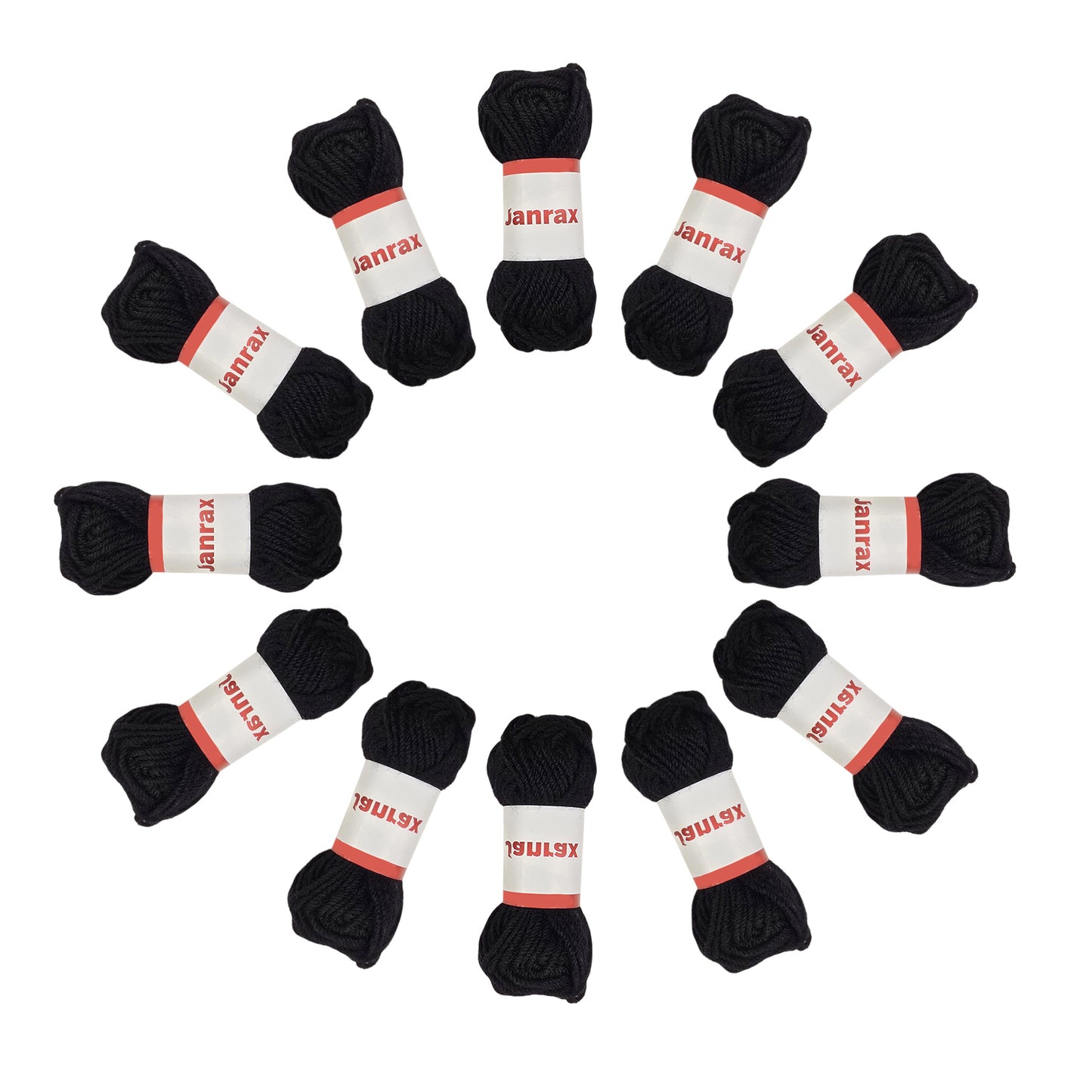 Pack of 5 Black Acrylic Yarn Rolls – 10g each, 4 Strand 8 Ply Knitting Wool