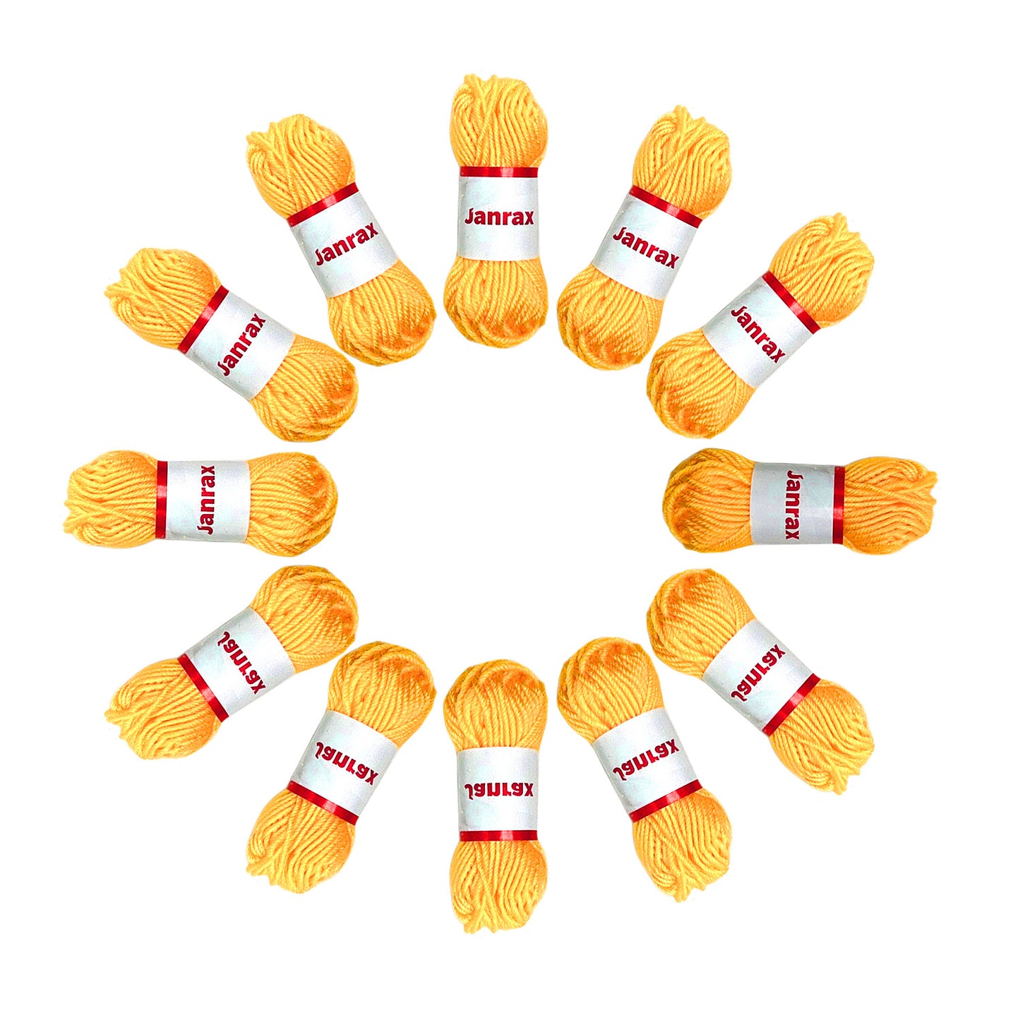 Pack of 20 Yellow Acrylic Yarn Rolls – 10g each, 4 Strand 8 Ply Knitting Wool