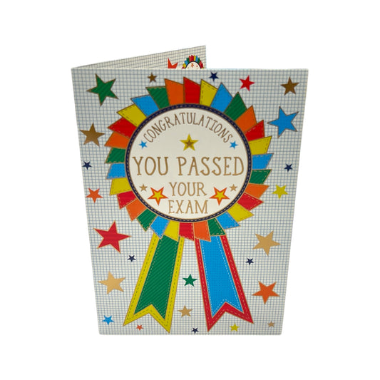 Well Done On Passing Your Exams Rosette Design Congratulations Card
