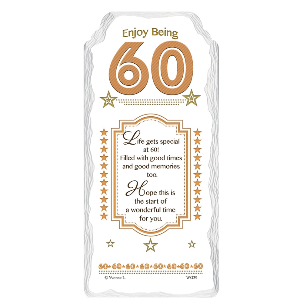 Enjoy Being 60 Sentimental Handcrafted Ceramic Plaque