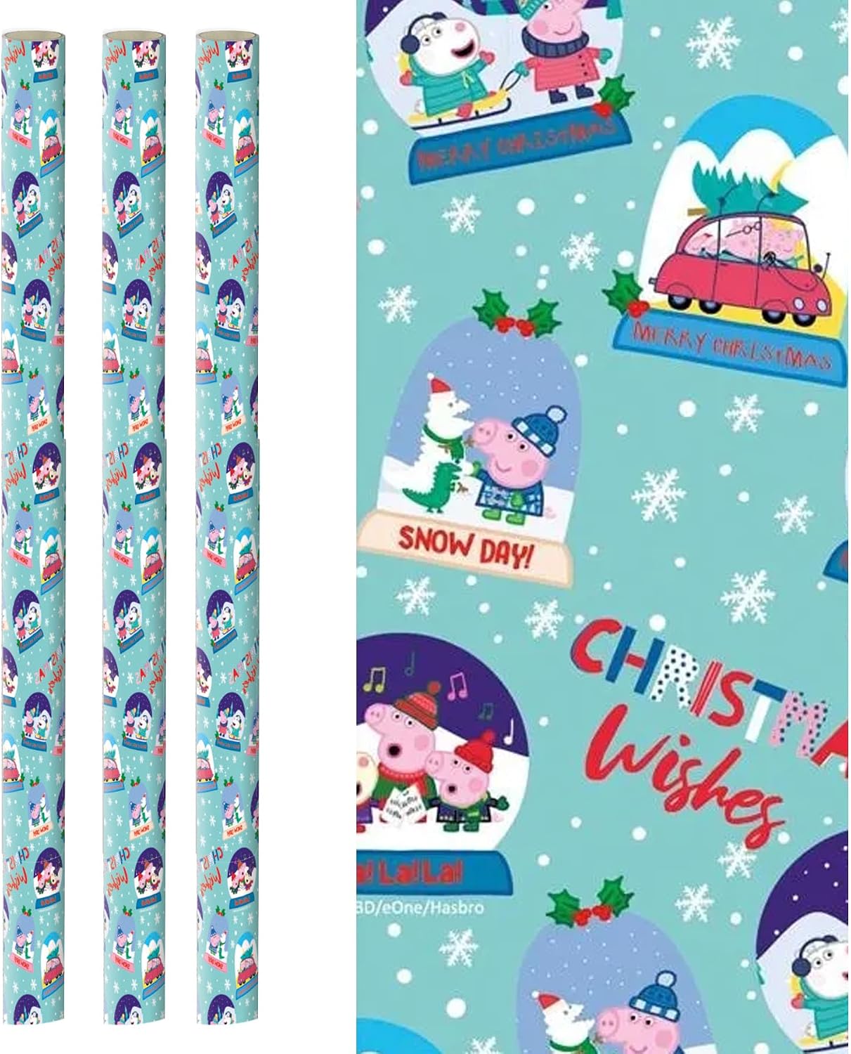 Pack of 3 Peppa Pig Christmas Wrapping Paper Rolls 2m x 69cm