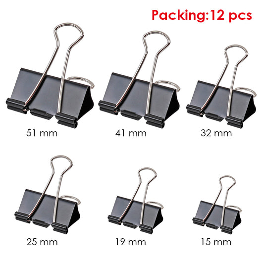 Pack of 144 Black 25mm Foldback Binder Clips