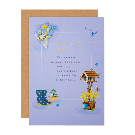 Garden Birds & Flowers Design Especially For You Birthday Card