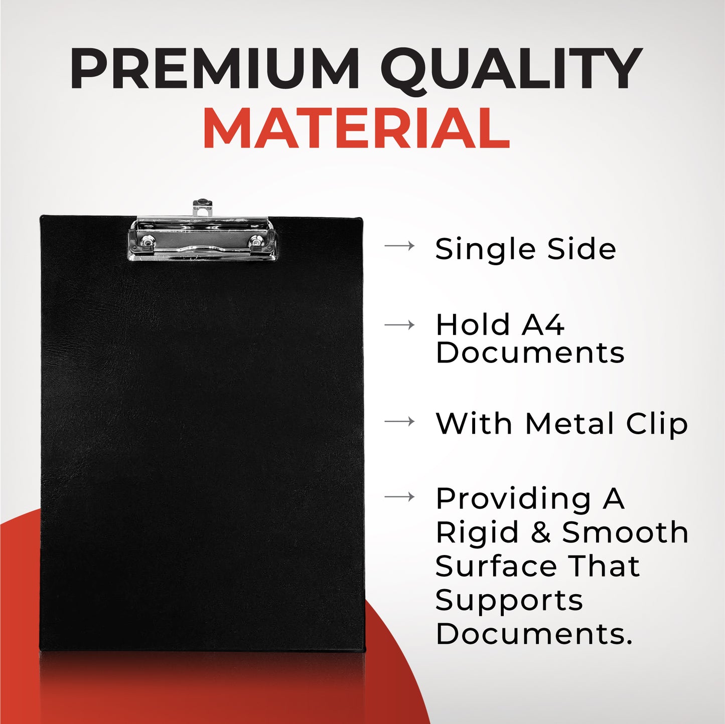 Pack of 10 Janrax A4 Red PVC Single Clipboards